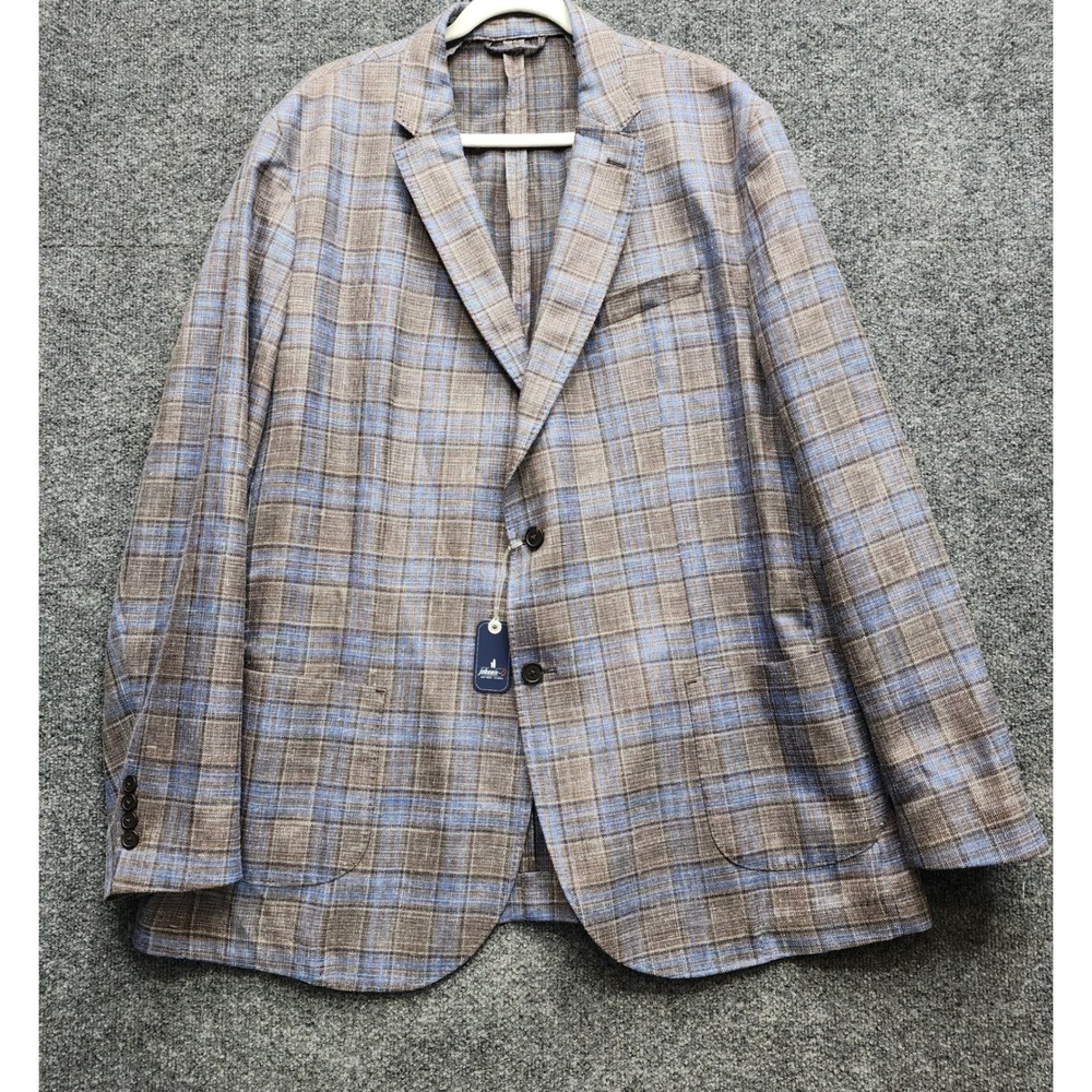 NWT johnnie-O Edwin Loro Piana Summertime Wool‎ Silk Linen Plaid Blazer 48L